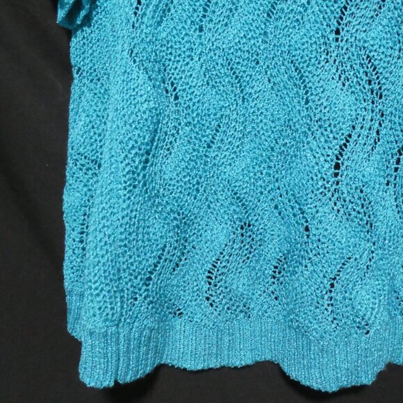 LAUREN MICHELLE | large | Turquoise Knit Short Sleeve Cardigan / Shrug | NWOT - Picture 14 of 16